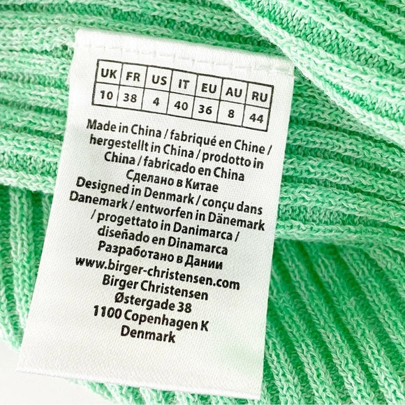 New REMAIN BIRGER CHRISTENSEN Rakella Rib-Knit Bodycon Dress Green size 4 - Picture 6 of 7